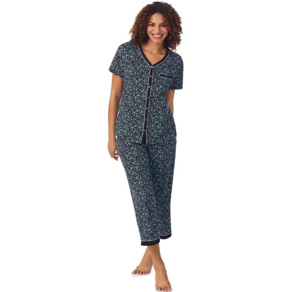 Aria Other - NEW NWT Black Floral Sz Small Capris & Shirt Soft Cotton Pajama Lounge Set ARIA